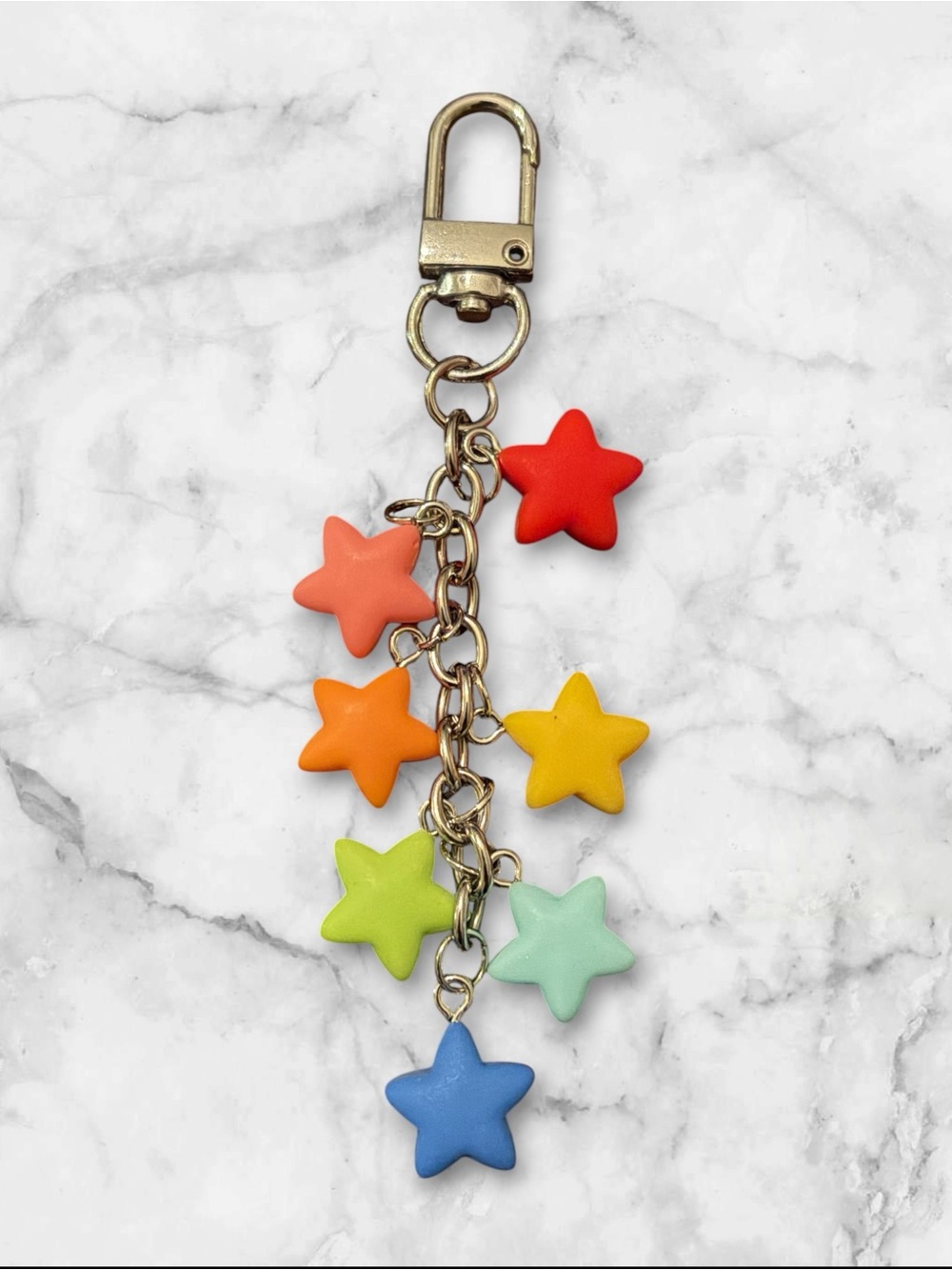 Multicolor Star Charm Key & Card Holder - Rainbow Stars